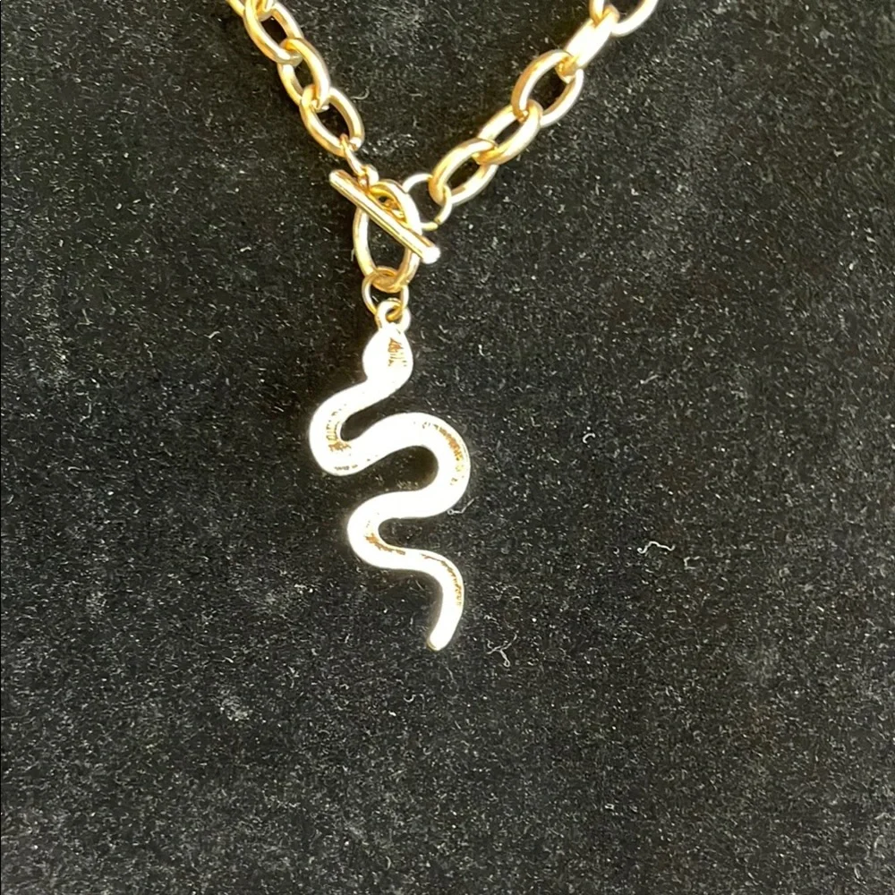 Gold Snake Pendant Necklace - Picture 5 of 5